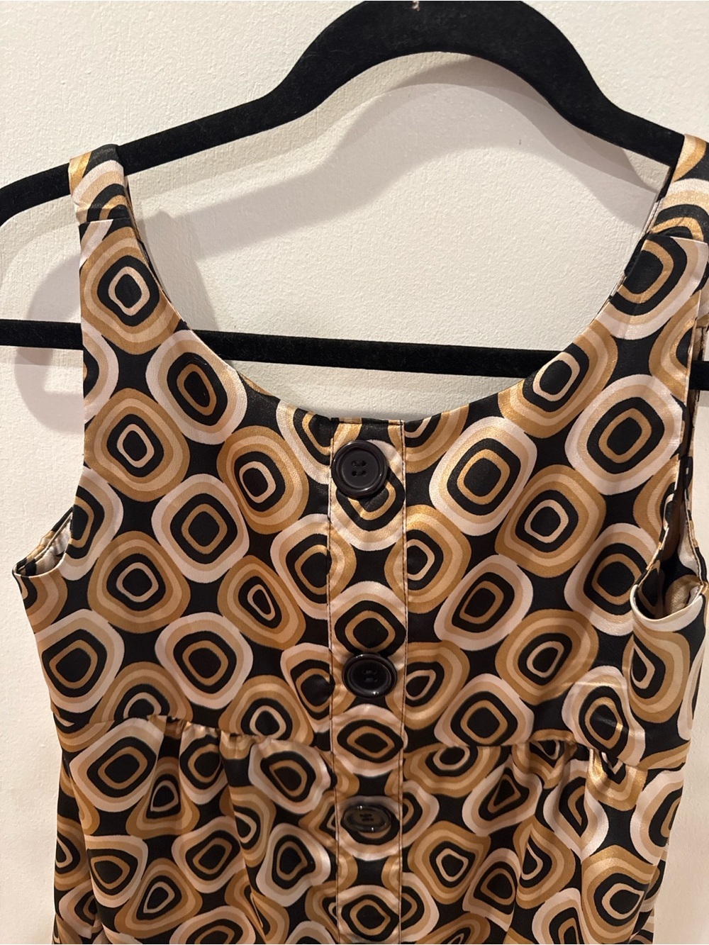 Passport Women’s Sleeveless Retro Geometric Print Shift Dress Small Brown Black - Picture 4 of 5
